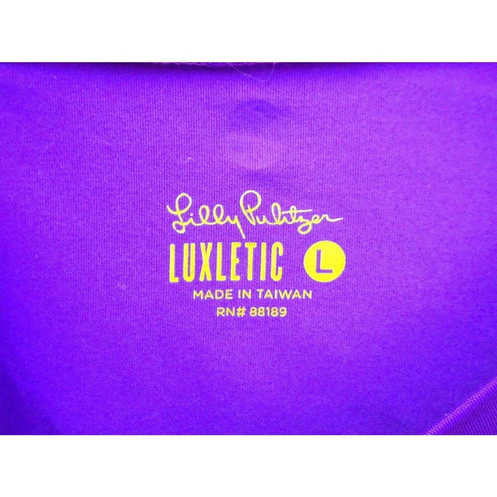 Lilly Pulitzer Kieran Luxletic Womens Size L Long Sleeve Purple Tie Front - Picture 3 of 14